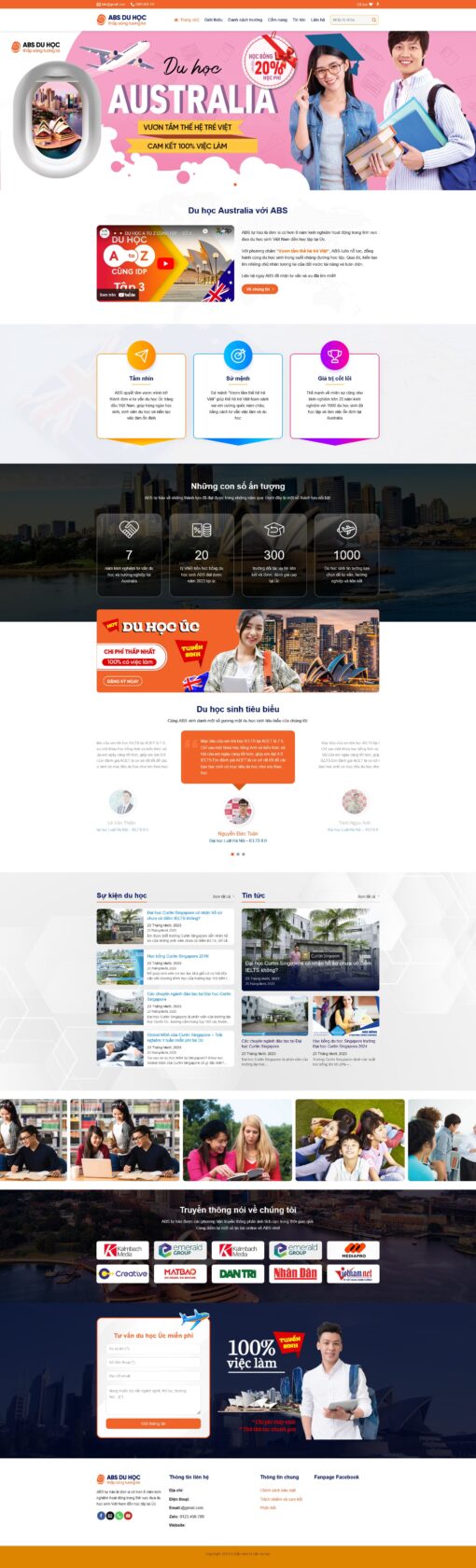 Theme wordpress du học chuẩn đẹp