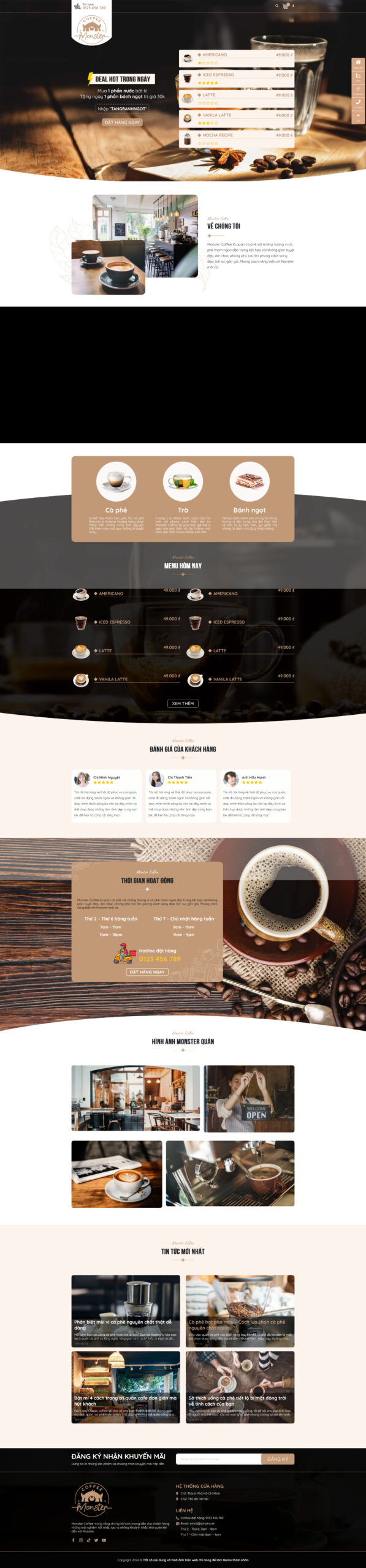 Theme wordpress quán cafe trà sửa