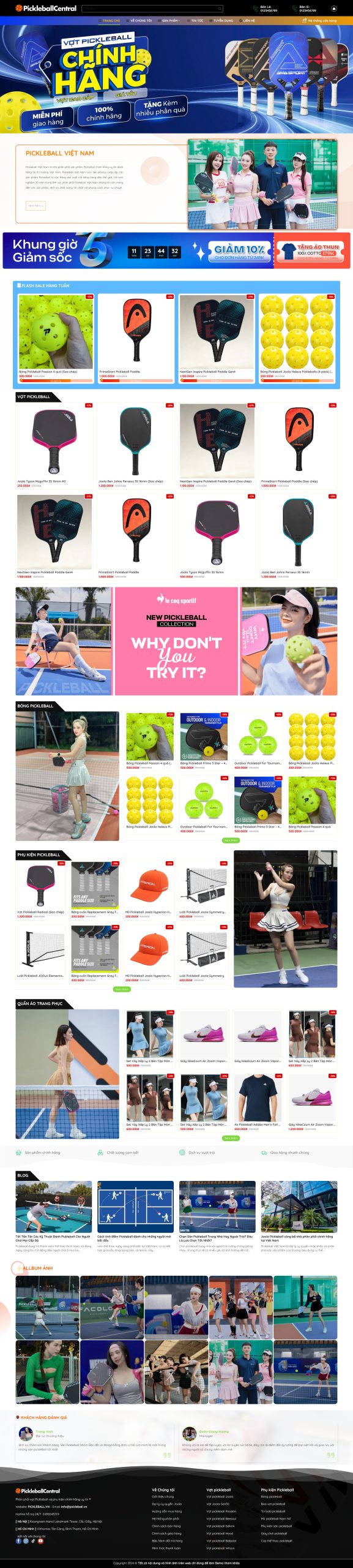 Theme wordpress shop bán dụng cụ thể thao pickleball